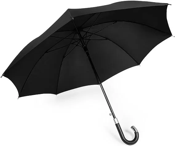 DAVEK ELITE UMBRELLA (Classic Black) - Quality Cane Umbrella with Automatic Open, Strong &amp; Windproof