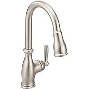 Moen Brantford Spot Resist Stainless One-Handle Pulldown Kitchen Faucet with Sprayer Featuring Power Boost and Reflex, 7185SRS