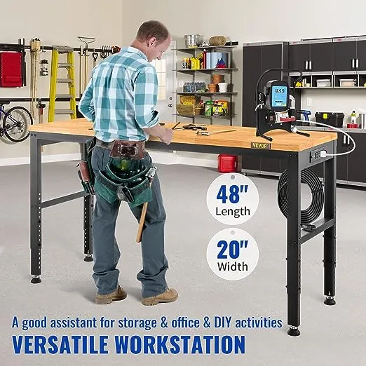 VEVOR 48 x 20 x 38.1 in. Workbench Adjustable Height