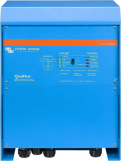 Victron Energy Quattro 5000VA 48-Volt Pure Sine Wave Inverter and 70 amp Battery Charger