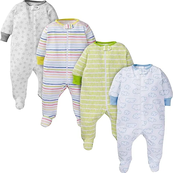 Onesies Brand Baby 4-Pack Sleep 'N Play Footies Multi Pack