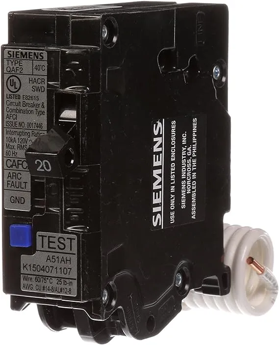 Siemens QAF 20-amp 1-Pole Combination Arc Fault Circuit Breaker