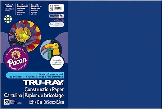 Pacon 103049 Tru-Ray Construction Paper, 76 lbs., 12 x 18, Royal Blue, 50 Sheets