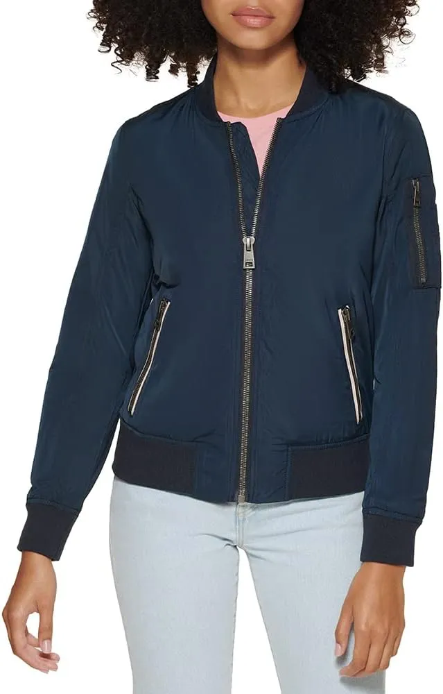 Levi's Women's zip-detail Bomber Jacket - Navy