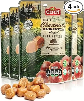 Organic Whole Peeled and Roasted Chestnuts, 5.2oz (4 Pack) | Chestnuts Peeled...