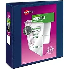 Avery Durable View Binder, 1-1/2" Slant Rings, 375-Sheet Capacity, DuraHinge Dark Blue (17024)