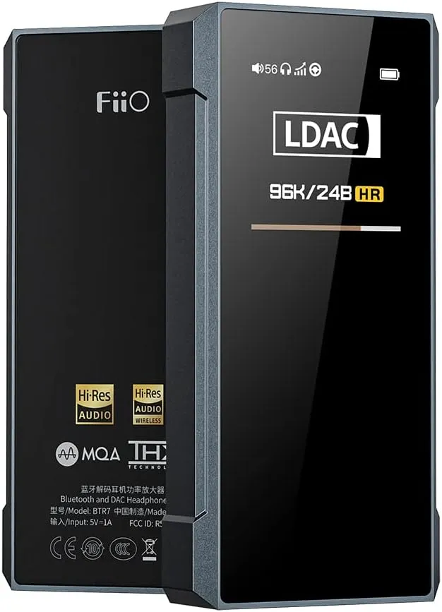 FiiO BTR7 Headphone Amp Bluetooth Receiver High Resolution Portable DAC Supports MQA/LDAC/aptX HD 384K/32Bit DSD256 for Phone/PC/Car/Home Audio