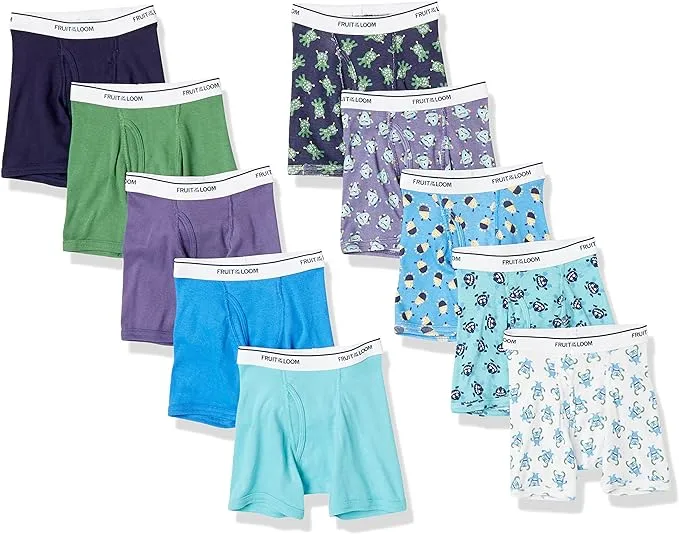 Fruit of the Loom Boys' and Toddler Boxer Briefs, Tag Free & Breathable Underwear, Assorted Color Multipacks