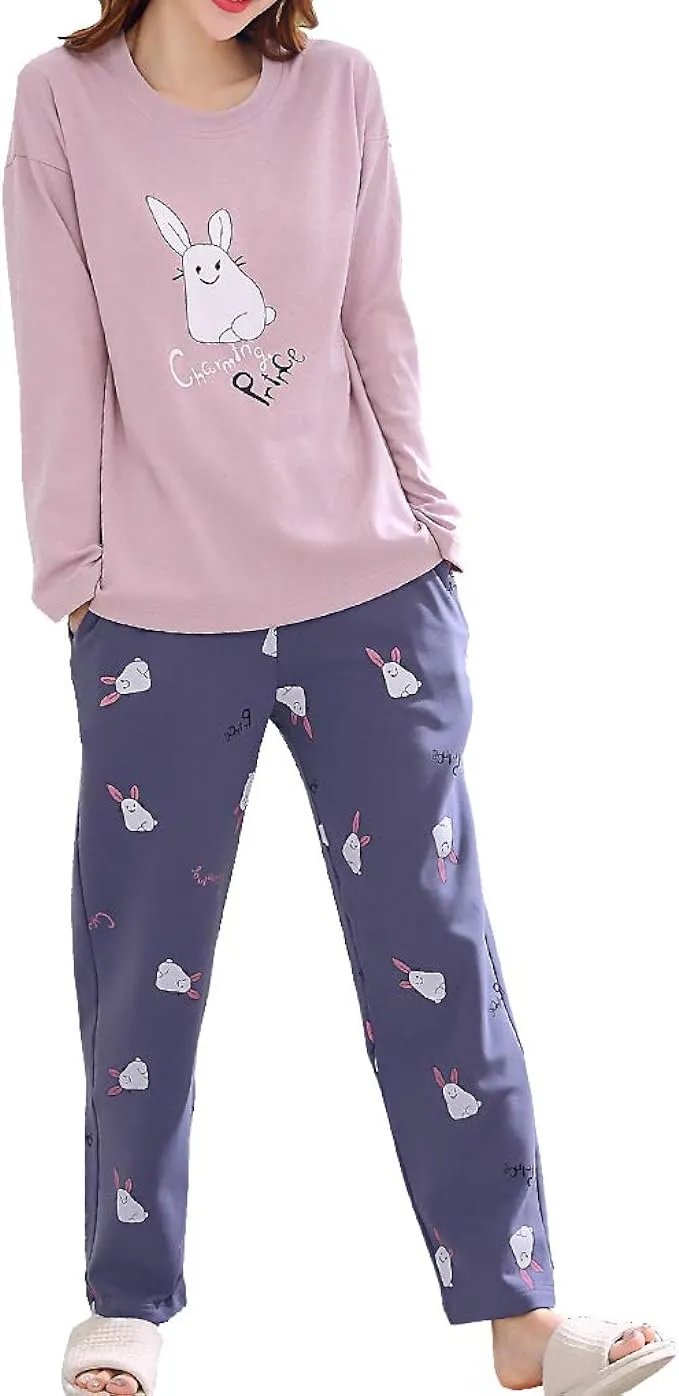 Vopmocld Big Girls's Winter Long Sleeve Pajama Sets Cute Sleepy Panda Sleepwear Funny PJS