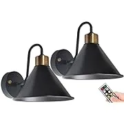 Industrial Wall Sconces Lighting Battery Operated Set of 2,Black Vintage Wall Lights Battery Powered with Remote,Indoor Wireless Wall Light Fixture Wall Decor for Farmhouse Bathroom Bedroom