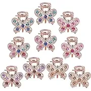 Women Girls QXUJI 10PCS Rhinestone Hair Claw Jaw Clips Crystal Metal No-slip Hair Grip Clamps