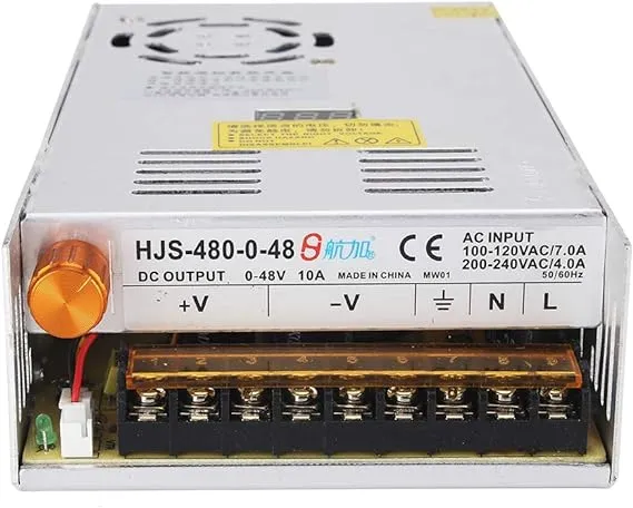 Adjustable DC Power Voltage Converter AC 110V-220V to DC 0-48V Module Switching Power Supply Digital Display 480W Voltage Regulator Transformer Built in Cooling Fan