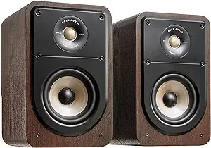 Polk Signature Elite ES15 Bookshelf Speaker - Hi-Res Audio Certified, Dolby Atmos & DTS:X Compatible, 1" Tweeter & 5.25" Woofer, Power Port Technology for Effortless Bass (Pair, Contemporary Walnut)