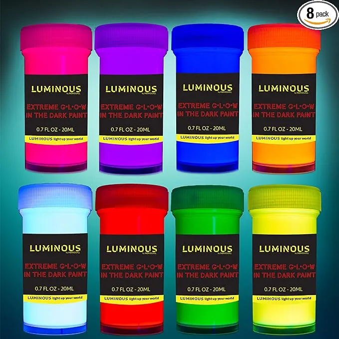 individuall Extreme Glow in The Dark Colours Set | Neon Glow Colours that Glow in the Dark | Rechargeable & Luminous | by Luminous