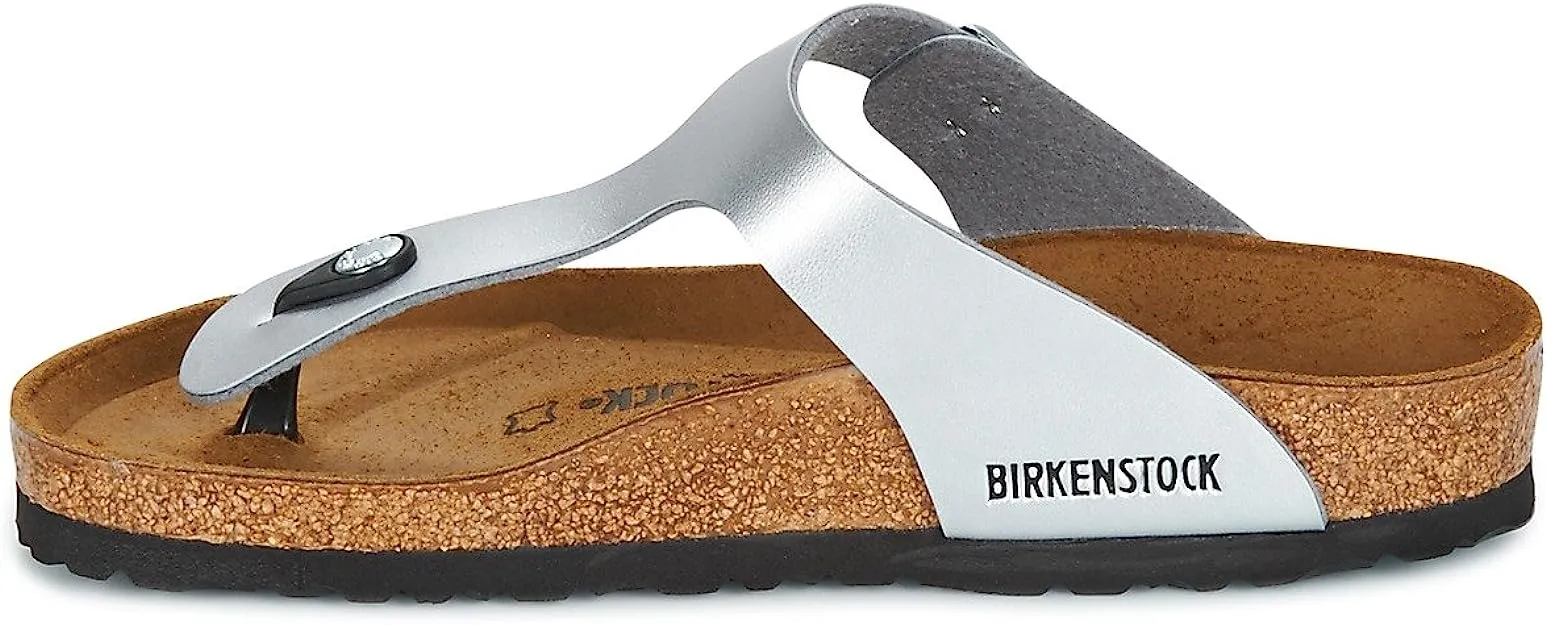 BIRKENSTOCK Gizeh Birko-Flor Metallic Silver Birko Flor 39 (US Women's 8-8.5) Regular