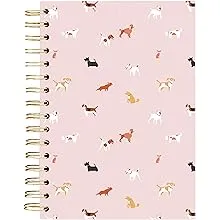 Graphique Hardbound Journal, Dog Pattern Design – 160 Ruled Pages, Dogs with Pink Background on the Cover, 6.25" x 8.25" x 1" – Perfect for Taking Notes, Lists and More