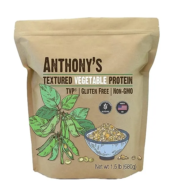 Anthony's Organic Textured Vegetable Protein, TVP, 1.5 Pound, Gluten Free, Vegan, Made in USA, Unflavored