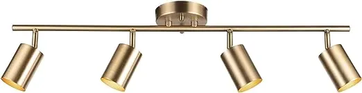 Globe Electric Pratt 4-Light Matte Brass Track Lighting, 59822