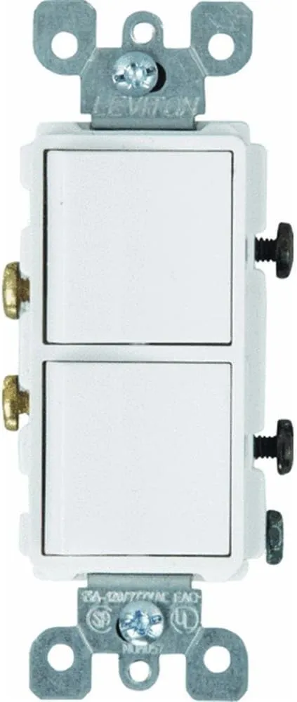 Leviton Single Pole Duplex Switch White, 15