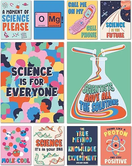 S&O Large Science Posters for Classroom Elementary School - Science Classroom Decor - Science Classroom Posters High School Classroom Decor - Science Decor Inspirational Posters for Classroom - 10PC