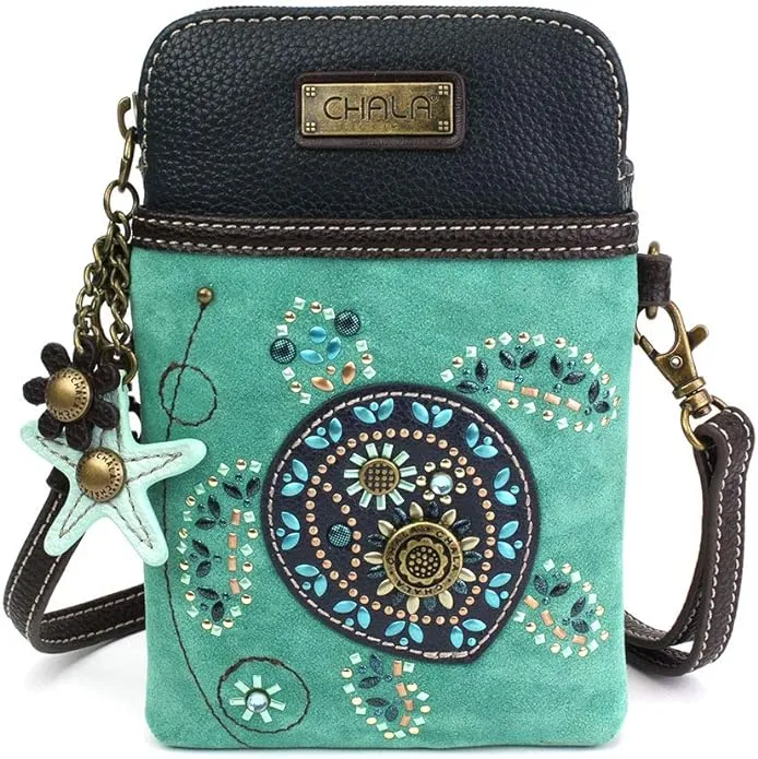 Chala Dazzled Crossbody Cell Phone Purse - Women Faux Leather Multicolor Handbag with Adjustable Strap - Turtle TurquoiseChala Dazzled Crossbody Cell Phone Purse - Women Faux…