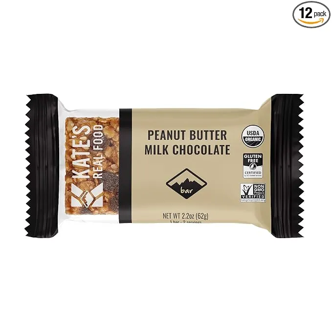 Kate's Real Food Bar - Peanut Butter Milk Chocolate Box of 12