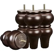 SHANJUE Wood Furniture Legs 8 inch Sofa Legs Pack of 4,Round Couch Legs Espresso Mid Century Chair feet Replacement,Sofa Replacement Parts