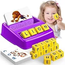 Educational Games for Kids Ages 3-8, Matching Letter Game for Kids Toys for 3-8 Year Olds Boys Girls Birthday Gifts for 3-8 Year Olds Girls Boys Preschool Kindergarten Educational Spelling Toys Purple