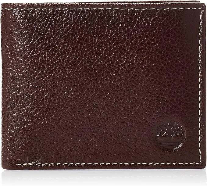 Timberland mens Leather Wallet With Attached Flip Pocket, Brown (Hunter), One Size