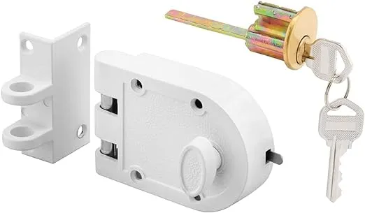 Defender Security U 9971 Jimmy-Resistant Deadlock, Diecast, White, Angle Strike, Single Cylinder (Single Pack)