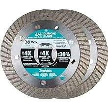 Makita E-07222 X-Lock 4-1/2" Turbo Rim Diamond Blade for Masonry Cutting, 2/pk