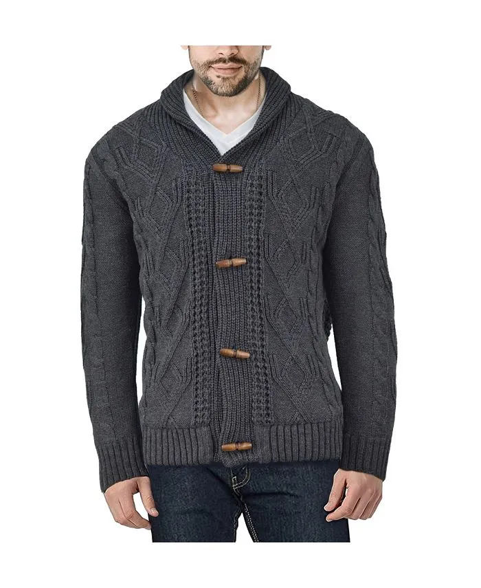 Men's Shawl Collar Cable Knit Cardigan