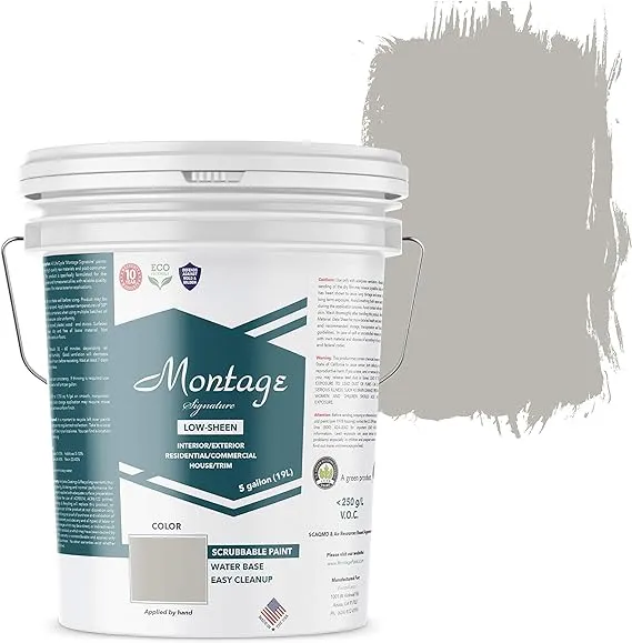 Montage Signature Interior/Exterior Eco-Friendly Paint, Pewter, Low Sheen, 5 Gallon