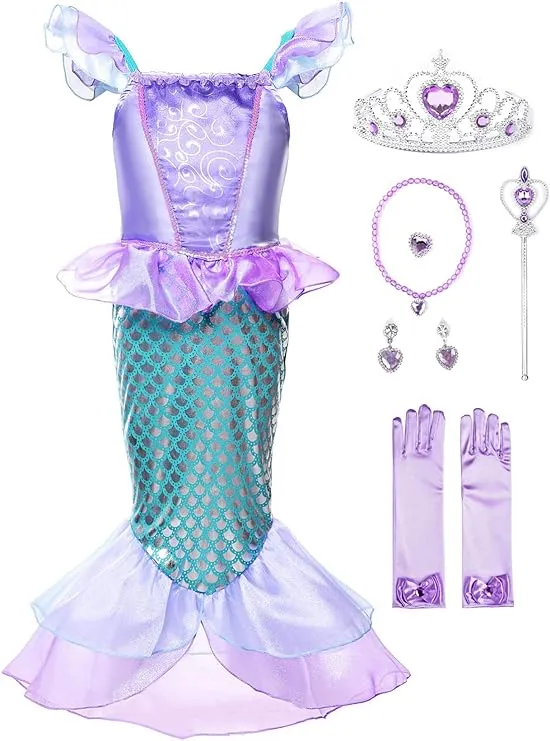 JerrisApparel Girls Princess Mermaid Costume Cosplay Party Dress