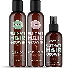 Moerie Shampoo and Conditioner Plus Hair Mask and Spray Mega Pack – The Ultimate Growth Care – For Longer, Thicker, Fuller Hair - Volumizing Products – Paraben & Silicone Free (Set of 4)