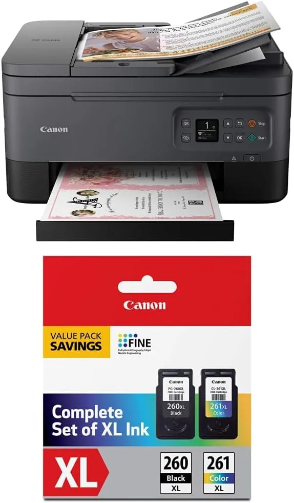 Canon PIXMA TR7020a All-in-One Wireless Color Inkjet Printer PG-260 Black Ink Cartridge, Compatible to TR7020 CL-261 Amr, One Size, Multi