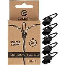 ZlideOn Zipper Pull Replacement - 5pcs, Black, Narrow - Instant Zipper Replacement Slider Multipack