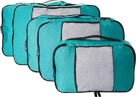 TravelWise Luggage Packing Organization Cubes 5 Pack, Teal, 2 Small, 2 Medium, 1 Large (TWPC-24)