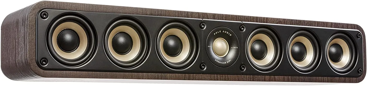 Polk Audio Signature Elite ES35 Slim Center Channel Speaker - Hi-Res Audio Certified,Dolby Atmos & DTS:X Compatible, 1" Tweeter & (6) 3"Woofers, Dual Power Port for Effortless Bass,Contemporary Walnut