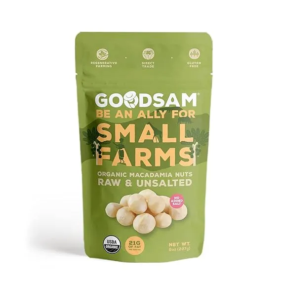 GoodSAM Organic Raw Macadamia Nuts 0.5 lb, Unsalted, Gluten Free, Non GMO, Vegan, Keto, Sourced from Kenya, Regenerative Farming, Direct Trade