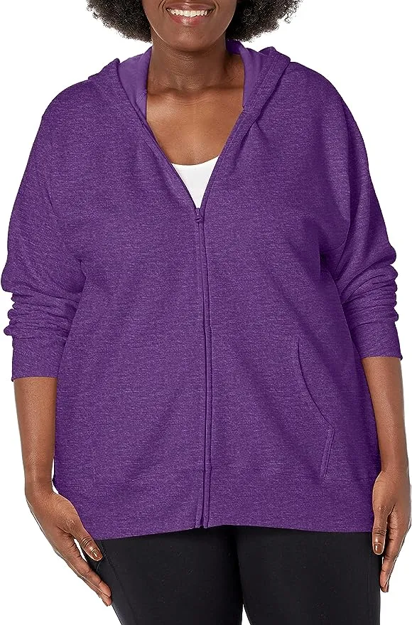 Just My Size ComfortSoft EcoSmart Fleece Full-Zip Womens Hoodie OJ105 - Violet Splendor Heather Size 32