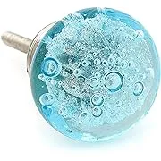 Aqua Blue Bubbles Glass Decorative Dresser Drawer, Kitchen Cabinet or Door Knob ...