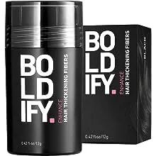 BOLDIFY Hair Fibers for Thinning Hair (BLACK) Undetectable & Natural - 12gr Bottle - Completely Conceals Hair Loss in 15 Sec - Thickener & Topper for Fine Hair for Women & MenBOLDIFY Hair Fibers for Thinning Hair (BLACK) Undetectable & Natural - 12gr Bot