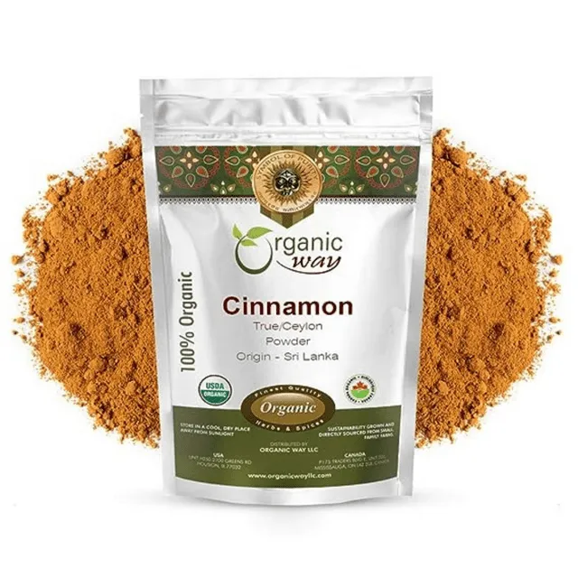 Organic Way True Ceylon Cinnamon Cut & Sifted (Cinnamomum verum) - Adds Flavour | Organic & Kosher Certified | Raw, Vegan, Non GMO & Gluten Free | USDA Certified | Origin - Sri Lanka (1/2LBS / 8OZ)