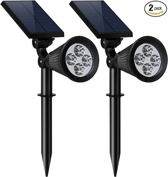 FALOVE Solar Spot Lights Outdoor, 180°Adjustable Auto On/Off Flag Pole Lights, Waterproof Security Wall/Ground Light for Garden, Pool Area, Tree, Pond, Landscape and Yard(1 Pack)