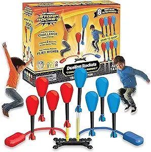 Stomp Rocket Original Dueling Rocket Launcher for Kids - Soars 200 Feet - 8 Rockets and Multi-Player Adjustable Launcher Stand - Fun Outdoor Toy and Gift - Boys or Girls Age 5+ Years Old