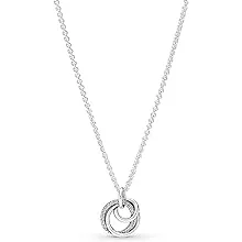 PANDORA Family Always Encircled Pendant Necklace - Great Gift for Women - Adjustable Necklace with Lobster Clasp - Sterling Silver & Cubic Zirconia - 23.6", No Gift BoxPANDORA Family Always Encircled Pendant Necklace - Great Gift for Women - Adjustable N