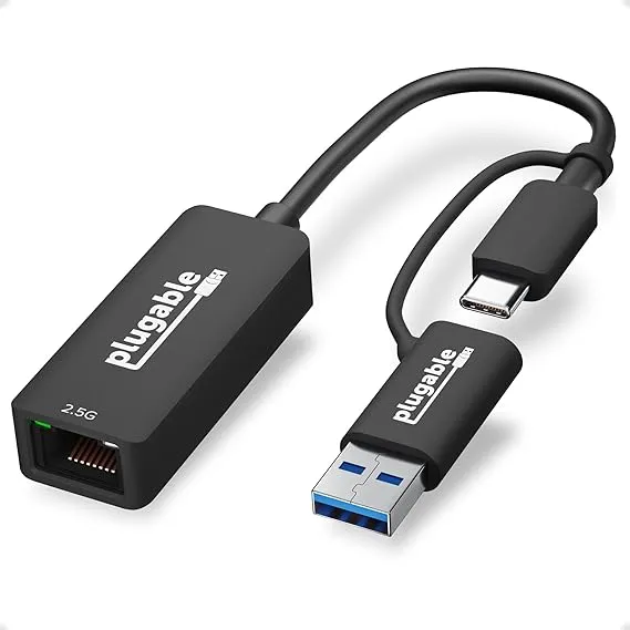 Plugable 2.5g USB-C and USB to Ethernet Adapter