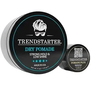 TRENDSTARTER - DRY POMADE (4oz) - Strong Hold - Low Shine - Water-Based Gel Type Pomade - All-Day Hold Premium Hair Styling ProductsTRENDSTARTER - DRY POMADE (4oz) - Strong Hol…