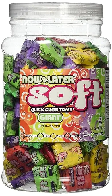 Now & Later Soft Taffy Squares, Assorted - 120 piece tub